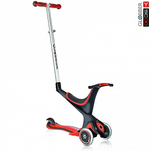 Самокат Y-Scoo Globber My free Seat 5 in 1 с подножками и блокировкой колес, красный (Y-Scoo Globber, 5828rt)